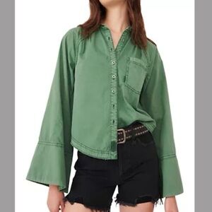 Free People-We The Free “Milano Button Front Shirt - Backwater (Size:Small)